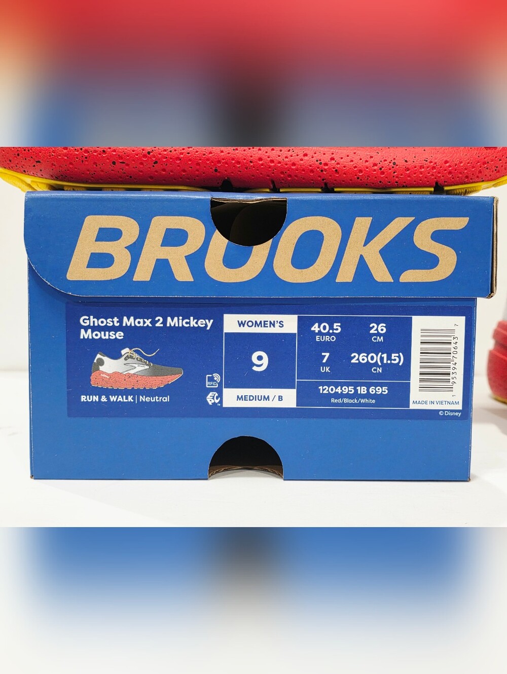 Brooks Ghost Max 2 MICKEY MOUSE RunDisney 2025 Red Black Women's Medium 9 B New - Picture 2 of 16